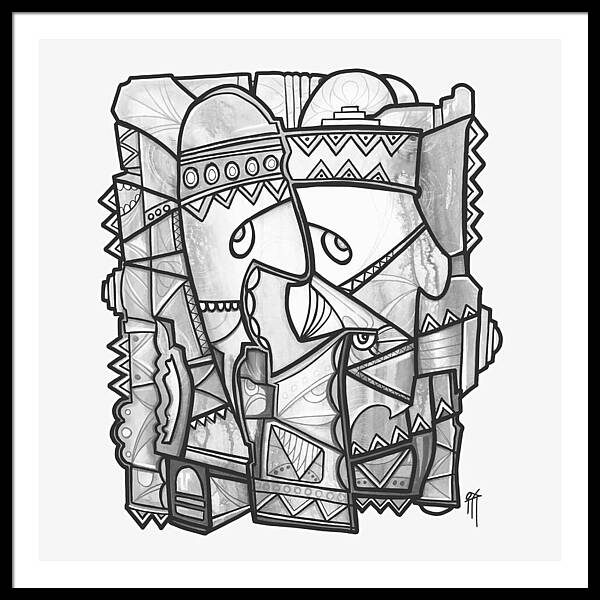 Sun Tribe Abstract Monochrome - Framed Print