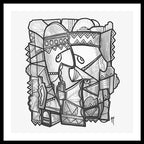 Sun Tribe Abstract Monochrome - Framed Print