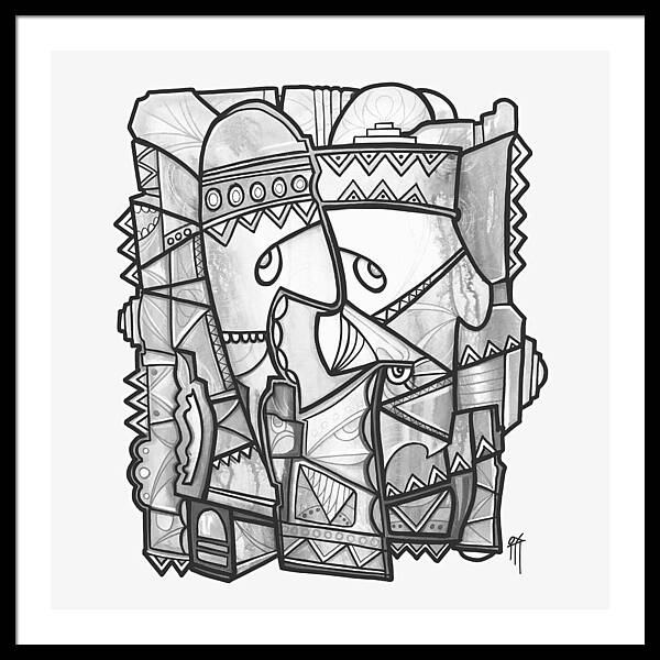 Sun Tribe Abstract Monochrome - Framed Print