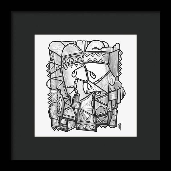 Sun Tribe Abstract Monochrome - Framed Print