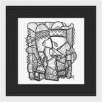 Sun Tribe Abstract Monochrome - Framed Print