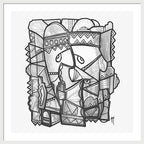 Sun Tribe Abstract Monochrome - Framed Print