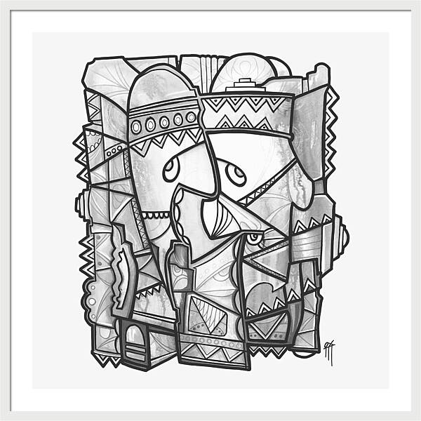 Sun Tribe Abstract Monochrome - Framed Print