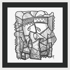 Sun Tribe Abstract Monochrome - Framed Print