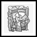 Sun Tribe Abstract Monochrome - Framed Print