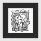 Sun Tribe Abstract Monochrome - Framed Print