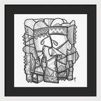 Sun Tribe Abstract Monochrome - Framed Print