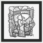 Sun Tribe Abstract Monochrome - Framed Print