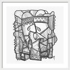 Sun Tribe Abstract Monochrome - Framed Print