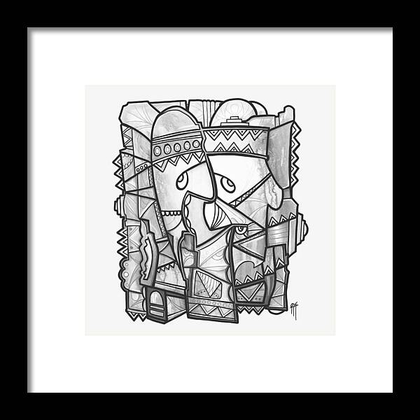 Sun Tribe Abstract Monochrome - Framed Print