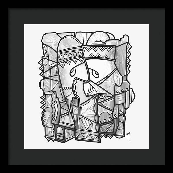 Sun Tribe Abstract Monochrome - Framed Print