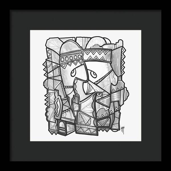 Sun Tribe Abstract Monochrome - Framed Print
