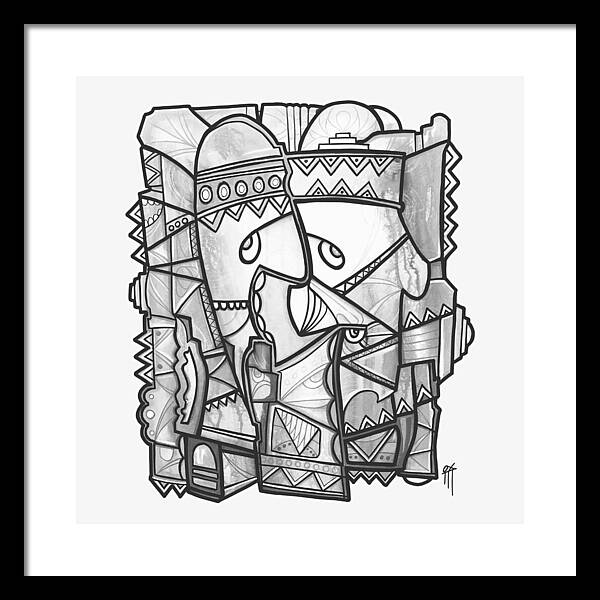 Sun Tribe Abstract Monochrome - Framed Print