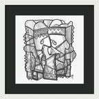 Sun Tribe Abstract Monochrome - Framed Print