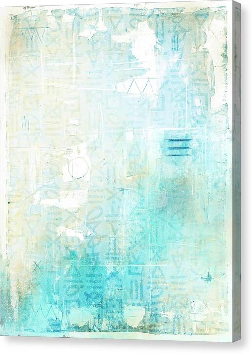Abstract Teal and Beige 001 - Canvas Print
