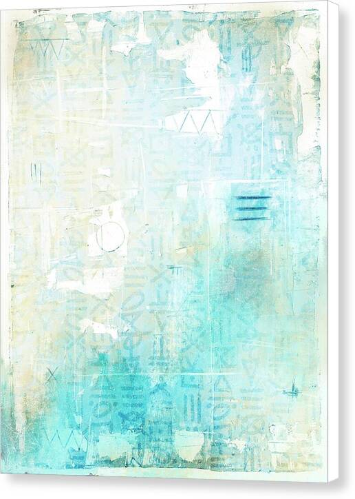 Abstract Teal and Beige 001 - Canvas Print