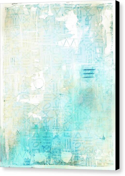 Abstract Teal and Beige 001 - Canvas Print
