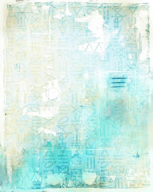 Abstract Teal and Beige 001 - Art Print