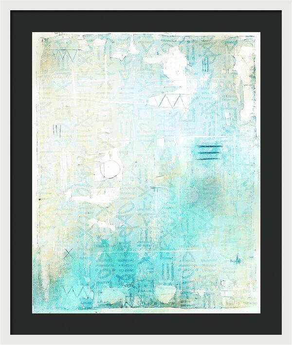 Abstract Teal and Beige 001 - Framed Print