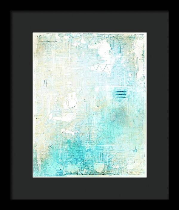 Abstract Teal and Beige 001 - Framed Print