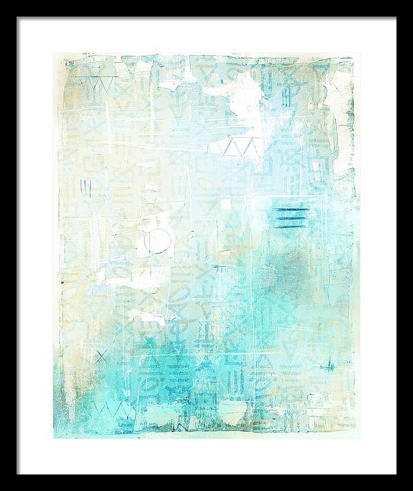 Abstract Teal and Beige 001 - Framed Print