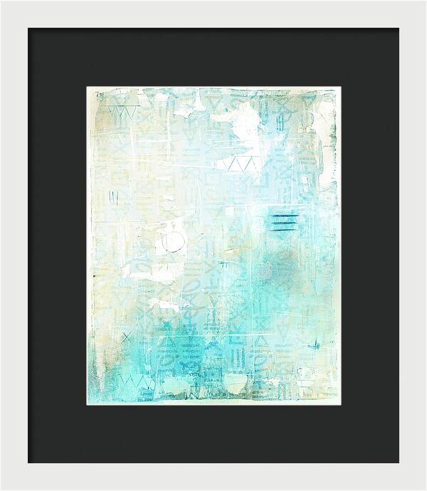 Abstract Teal and Beige 001 - Framed Print