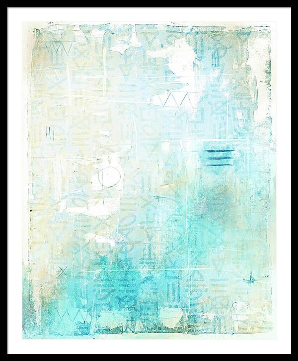 Abstract Teal and Beige 001 - Framed Print
