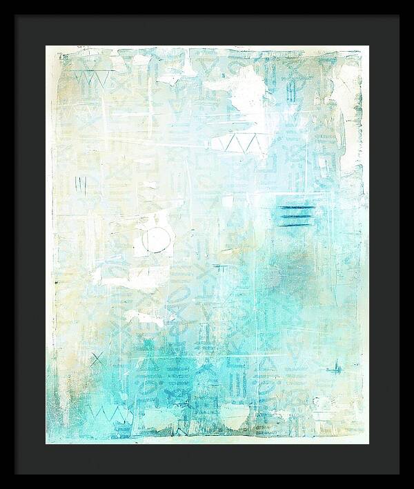 Abstract Teal and Beige 001 - Framed Print