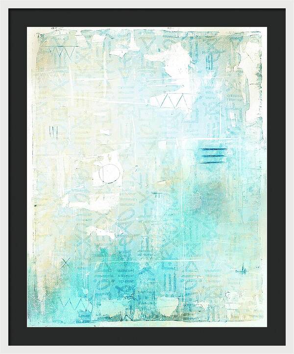 Abstract Teal and Beige 001 - Framed Print