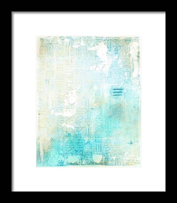 Abstract Teal and Beige 001 - Framed Print