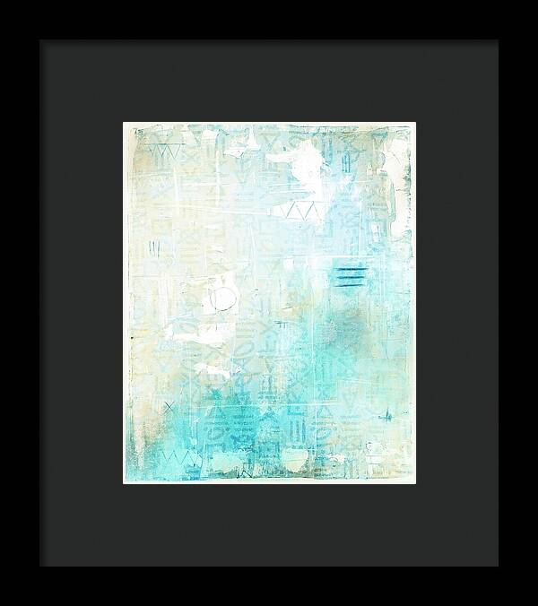 Abstract Teal and Beige 001 - Framed Print