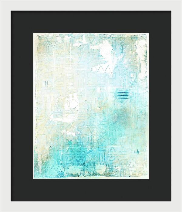 Abstract Teal and Beige 001 - Framed Print