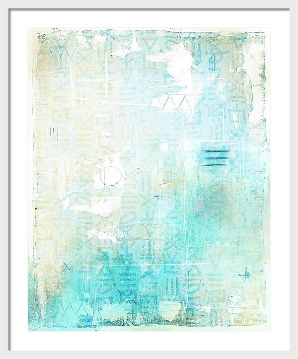 Abstract Teal and Beige 001 - Framed Print