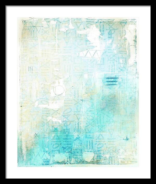 Abstract Teal and Beige 001 - Framed Print