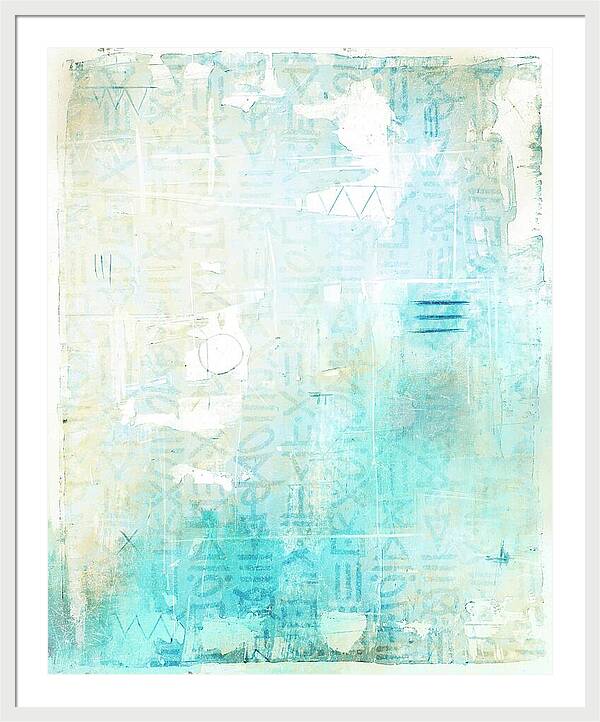 Abstract Teal and Beige 001 - Framed Print