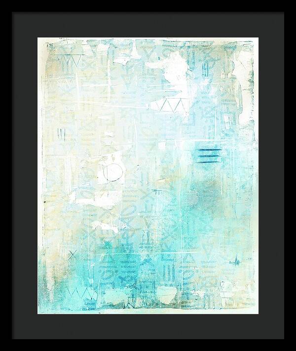 Abstract Teal and Beige 001 - Framed Print