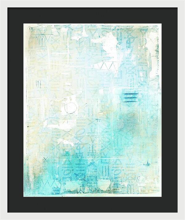 Abstract Teal and Beige 001 - Framed Print