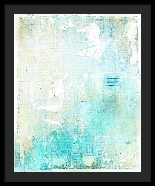 Abstract Teal and Beige 001 - Framed Print
