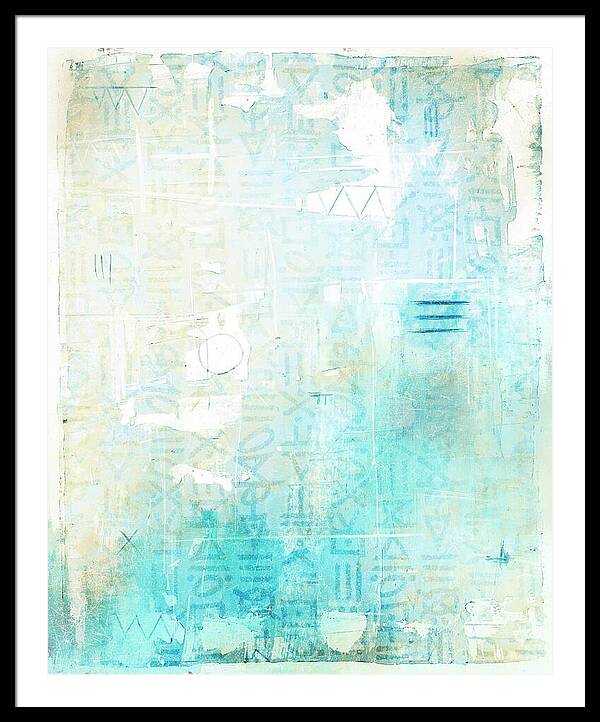 Abstract Teal and Beige 001 - Framed Print