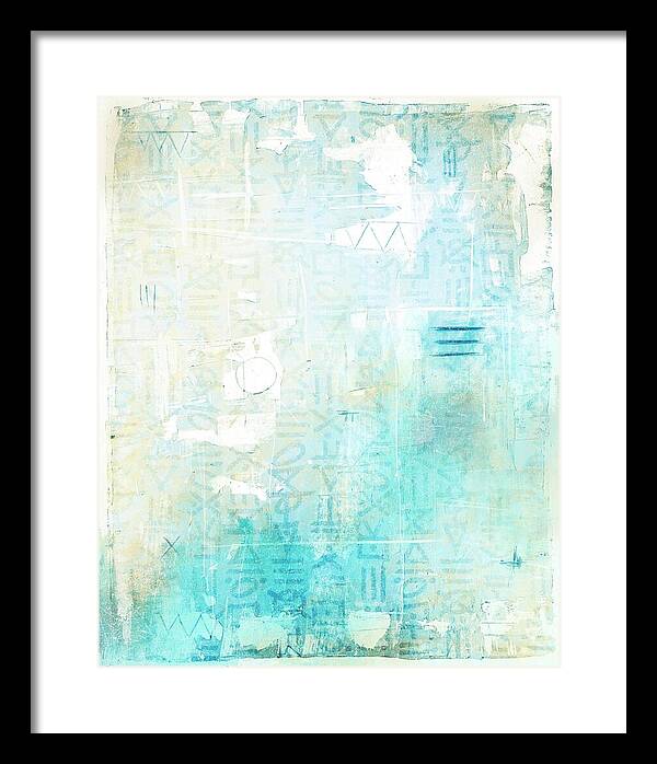 Abstract Teal and Beige 001 - Framed Print