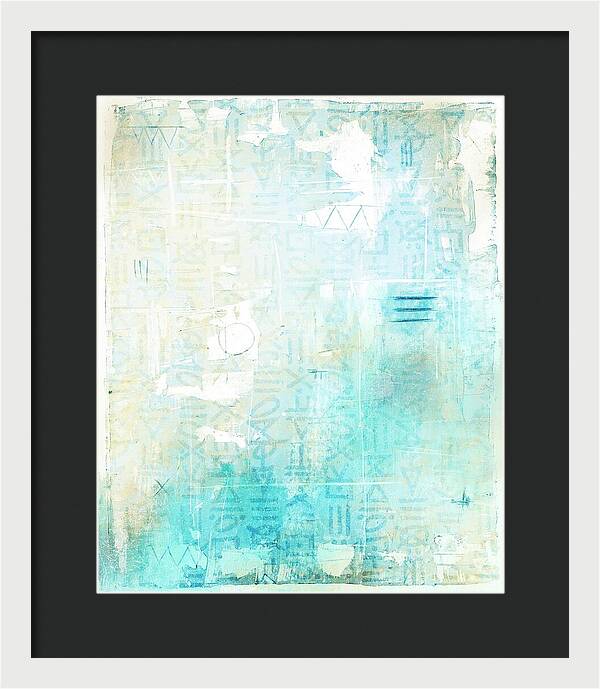 Abstract Teal and Beige 001 - Framed Print
