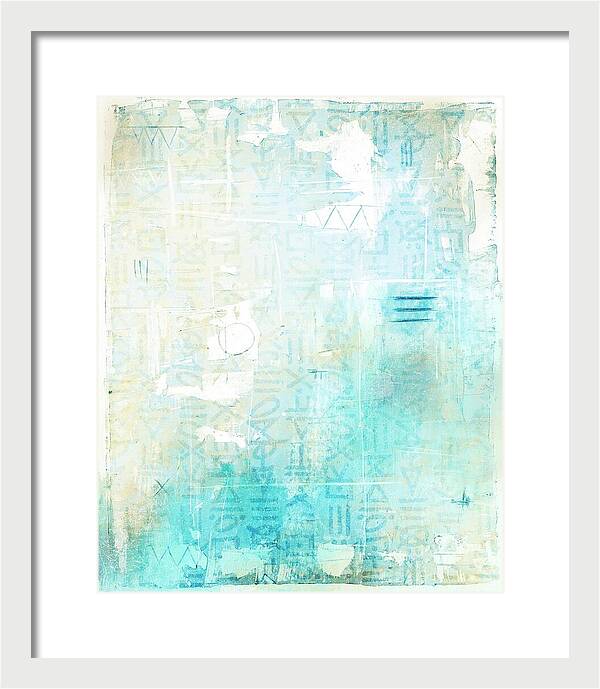 Abstract Teal and Beige 001 - Framed Print