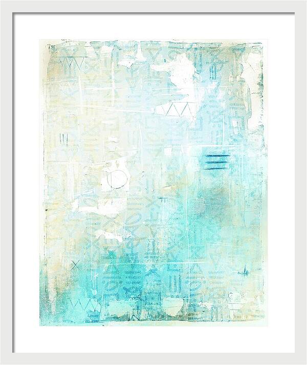 Abstract Teal and Beige 001 - Framed Print