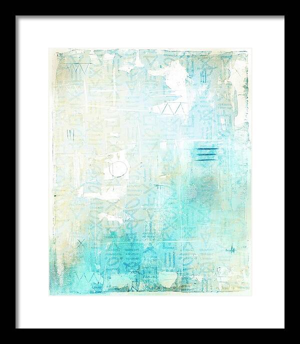 Abstract Teal and Beige 001 - Framed Print