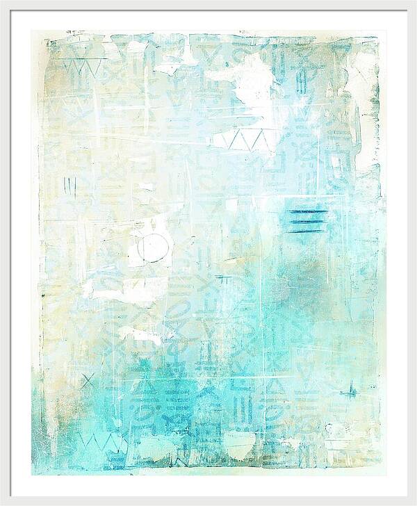 Abstract Teal and Beige 001 - Framed Print