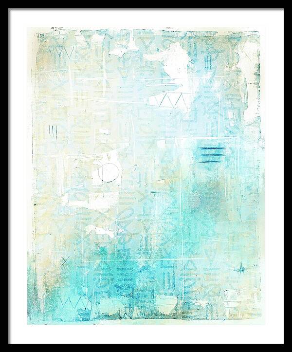 Abstract Teal and Beige 001 - Framed Print
