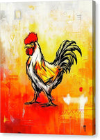 Colorful Rooster on Abstract Background - Canvas Print