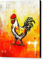 Colorful Rooster on Abstract Background - Canvas Print