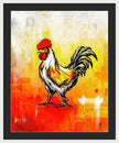 Colorful Rooster on Abstract Background - Framed Print