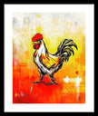 Colorful Rooster on Abstract Background - Framed Print